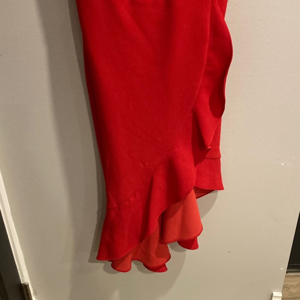 Xscape Vibrant Red Asymmetrical Dress - Picture 2 of 5